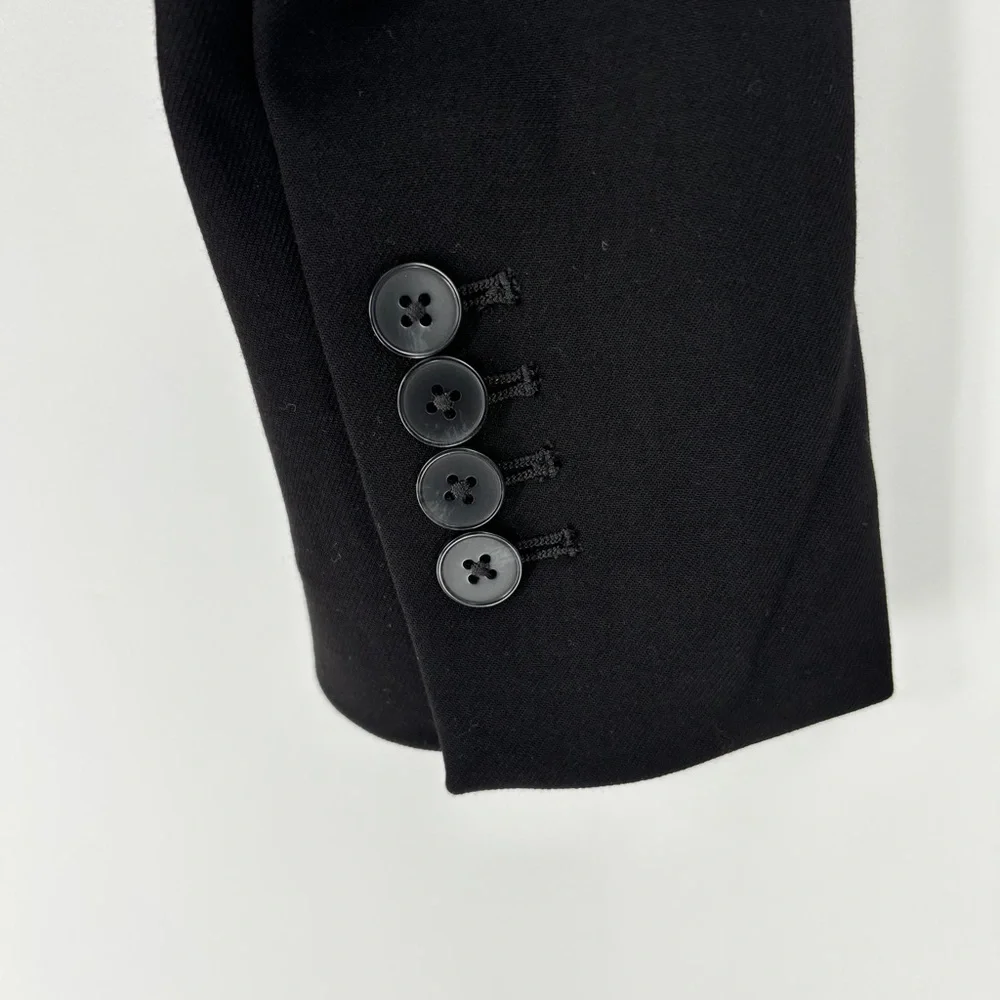 Express Black Stylist Peak Lapel Double Breasted Cropped Blazer - Picture 8 of 9